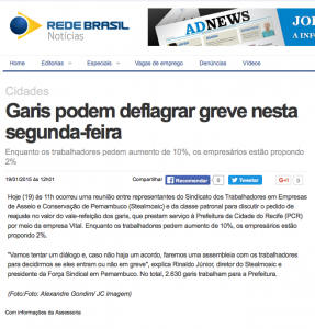 Clipping - Rede Brasil Notícias 19/01/2015